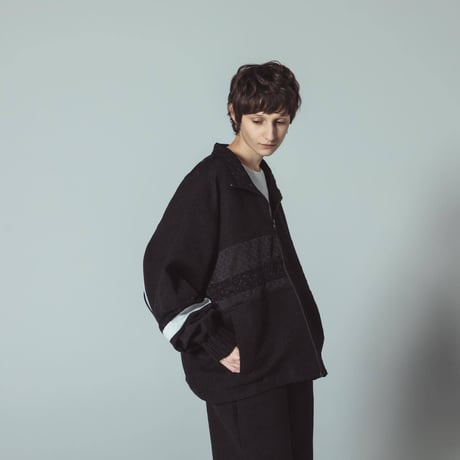 [e]Zip Line Jacquard Jacket-ブラック×オレンジ