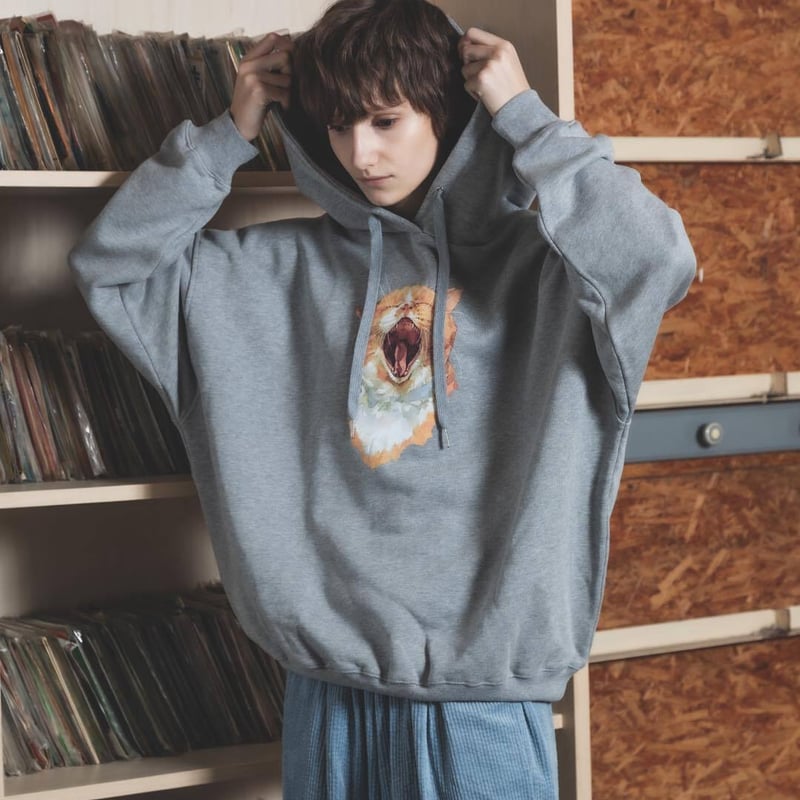 Neko Hoodie(Akubi)-グレー | harapeco Store Neko Hoodie(Akubi)-グレー | harapeco Store