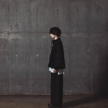 Half Zip Twill Pull over-ブラック