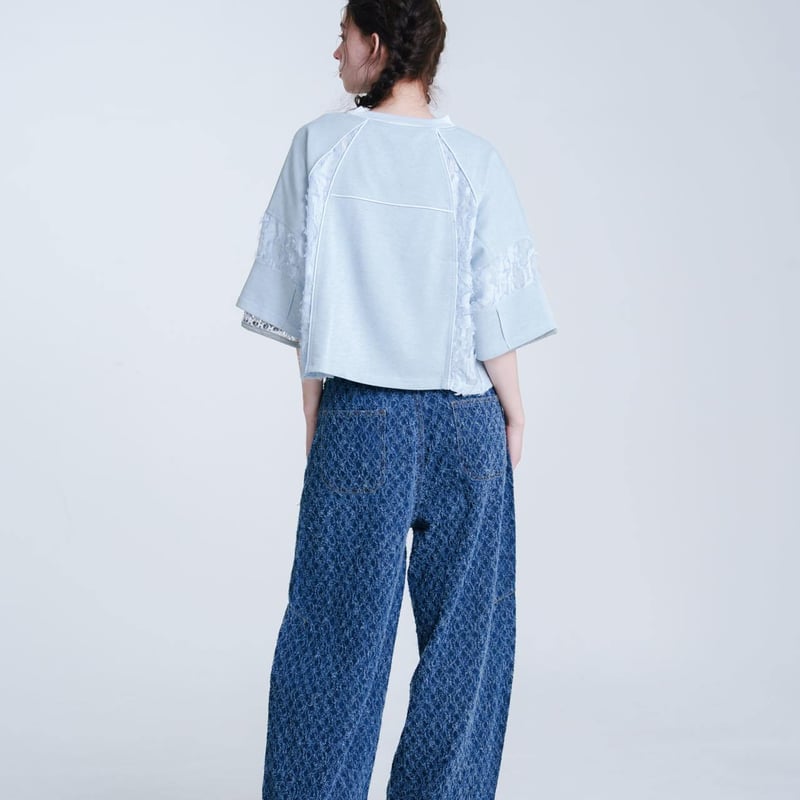 Jacquard Barrel Denim Pants - ブルー | harapeco Store