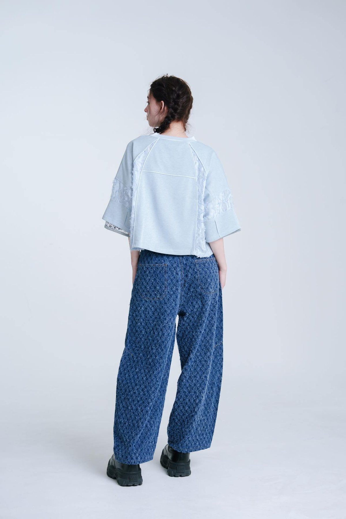 Jacquard Barrel Denim Pants - ブルー | harapeco Store