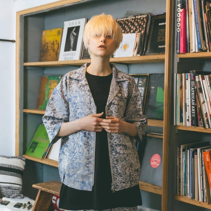 Jacquard Shirts Jacket-ブルー | harapeco Store