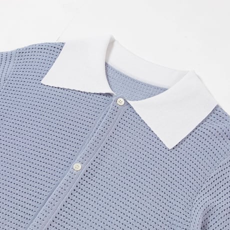 KNIT POLO - ライトパープル
