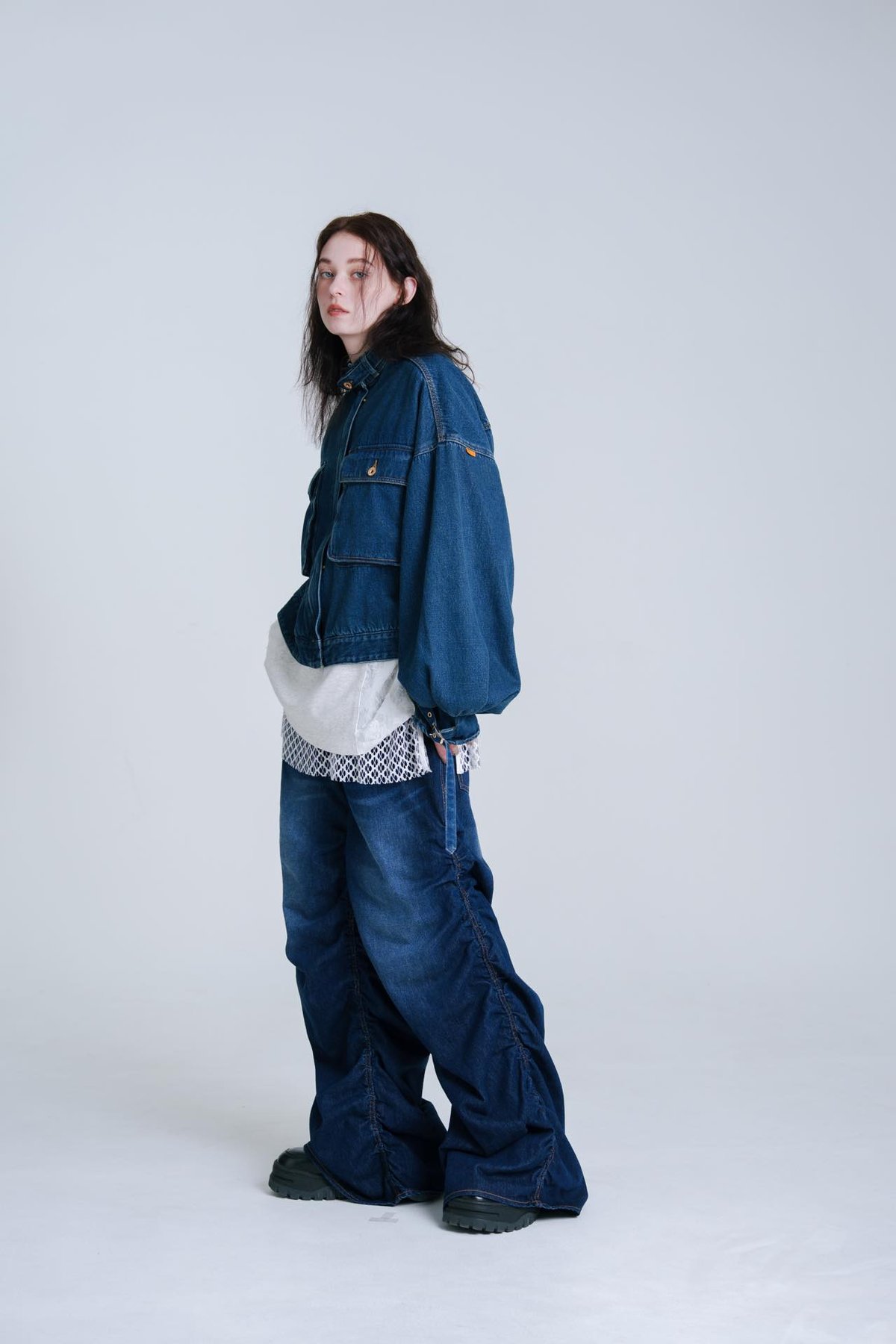 Drape-like Denim Pants - ブルー | harapeco Store