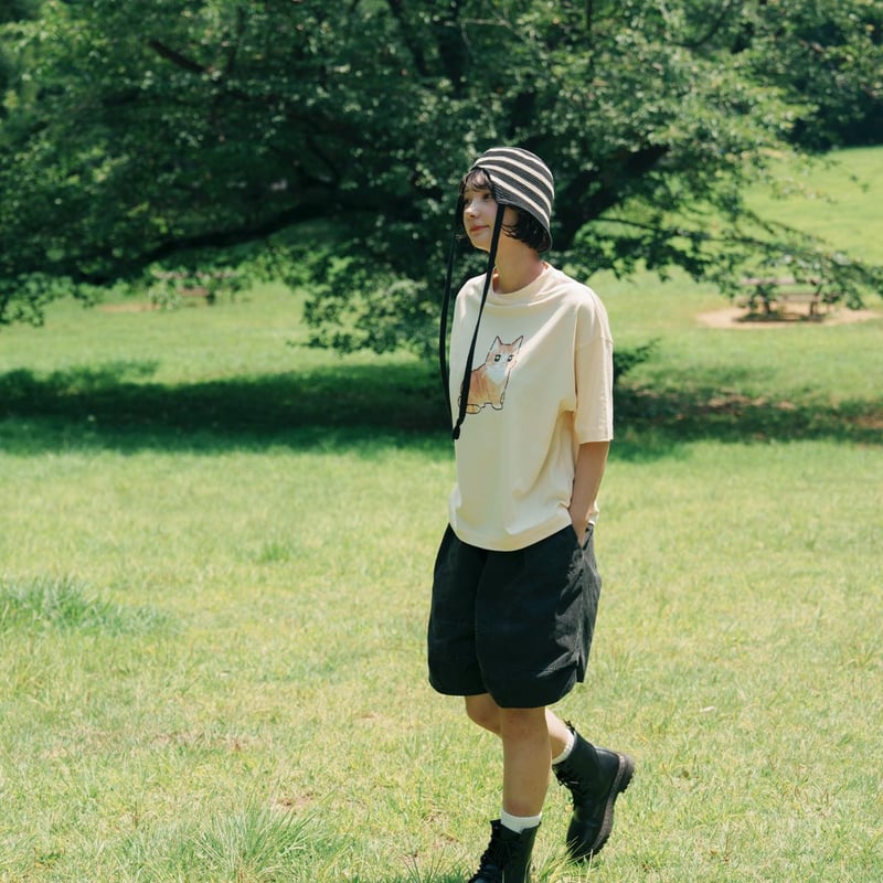 Washed-DEFORMED HALF PANTS - ブラック | harapeco Store