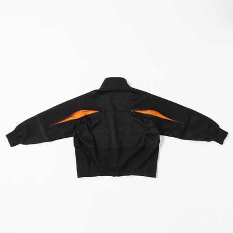 [e]Zip Line Jacquard Jacket-ブラック×オレンジ