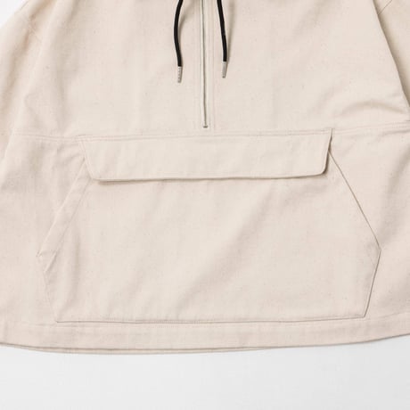 Half Zip Twill Pull over-ホワイト