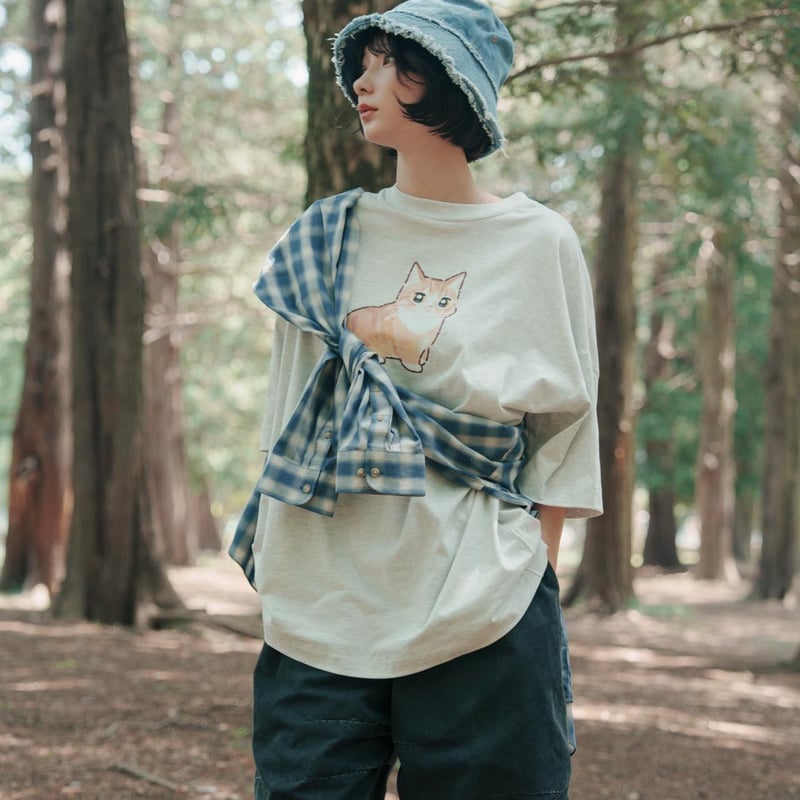 GENTLE CAT TEE（mochiNeko） - ホワイト | harapeco Store