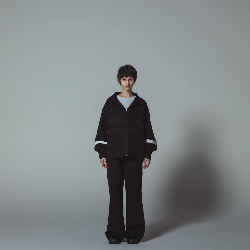 e]Zip Line Jacquard Jacket-ブラック×ホワイト | harapec
