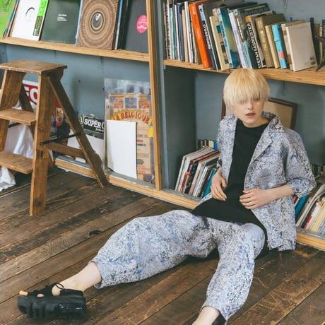 Jacquard Shirts Jacket-ブルー