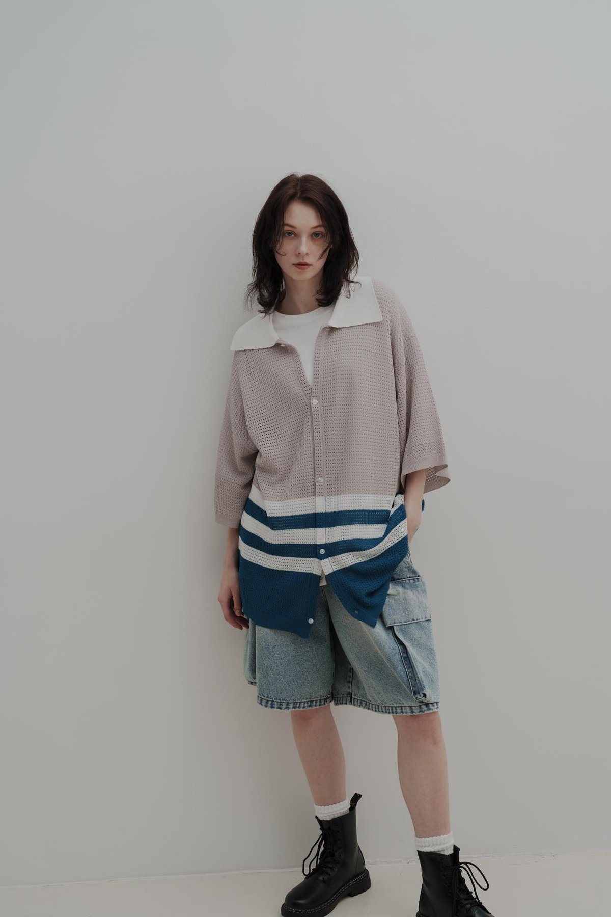 KNIT POLO - グレーベージュ | harapeco Store