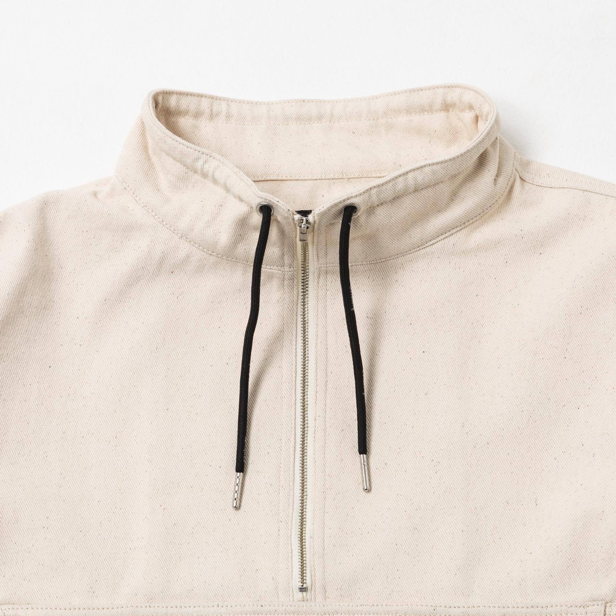 Half Zip Twill Pull over-ホワイト | harapeco Store