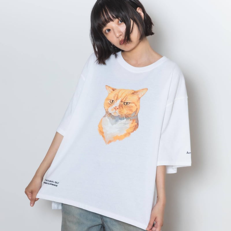 harapeco　Neko Tee （Akubi）-ホワイト　サイズL Neko Tee （Akubi）-ホワイト | harapeco Store