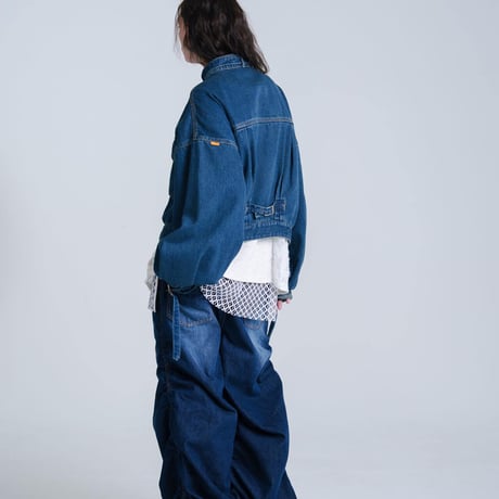 Balloon Arm Denim Jacket - ブルー