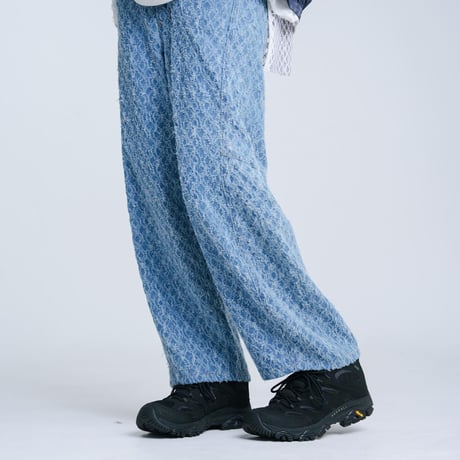 Jacquard Barrel Denim Pants - スカイブルー