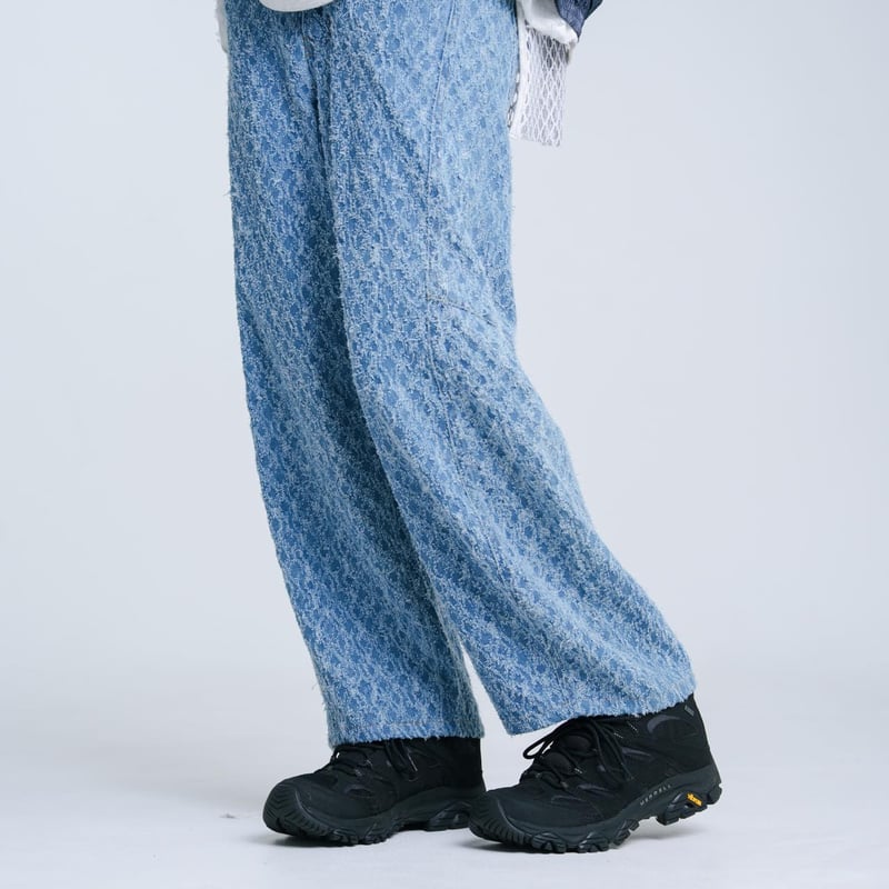 Jacquard Barrel Denim Pants - スカイブルー | harapeco