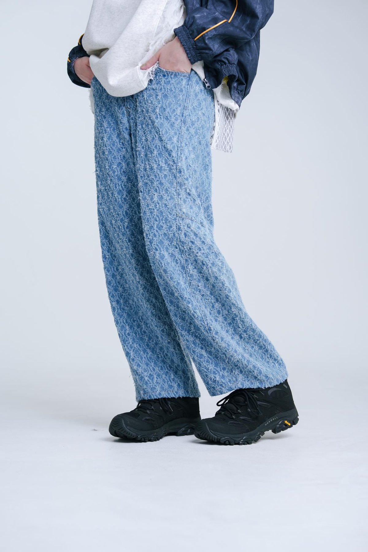 Jacquard Barrel Denim Pants - スカイブルー | harapeco