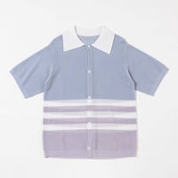 KNIT POLO - ライトパープル