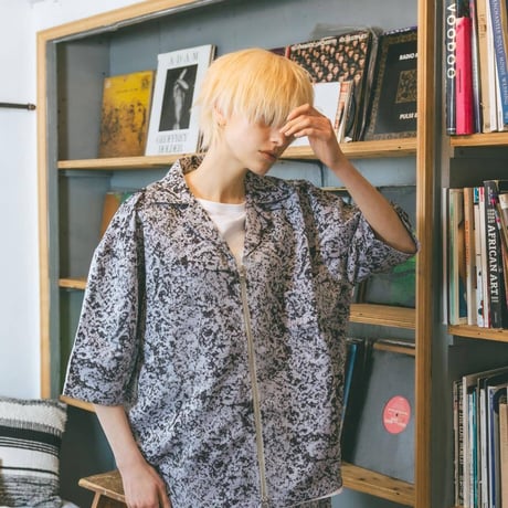 Jacquard Shirts Jacket-ブラック