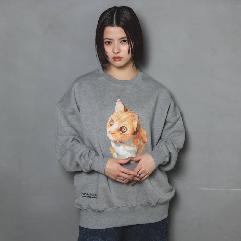 harapeco商店 Neko Long Sleeve Tee ziitto Neko Long Sleeve Tee [FuteNeko] - グレー | harapec