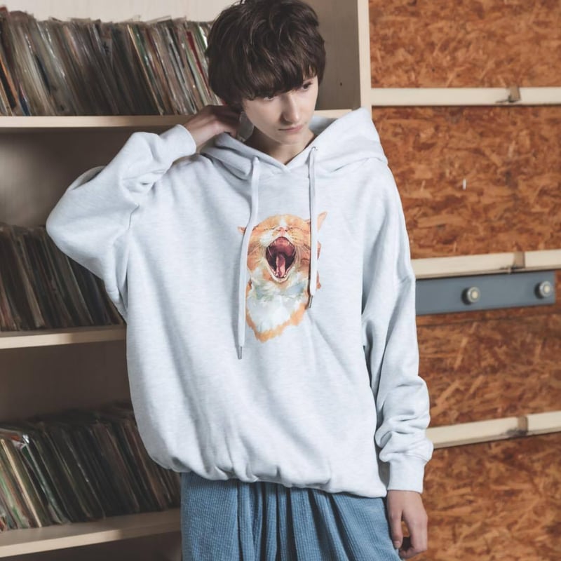 Neko Hoodie(Akubi)-ホワイト | harapeco Store