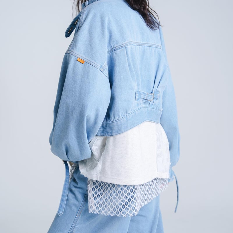 Balloon Arm Denim Jacket - スカイブルー | harapeco Store