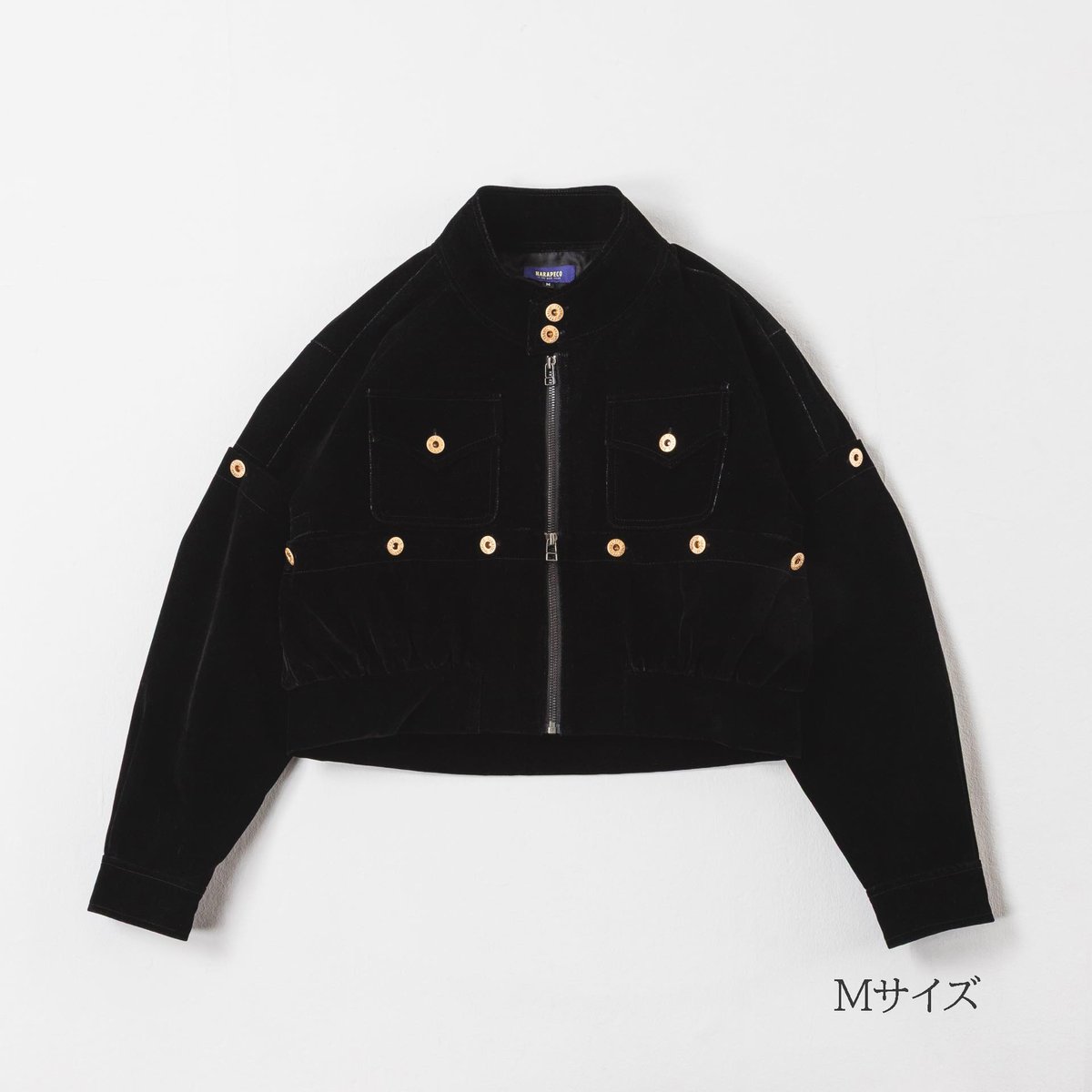 Button Design Velour DenimJacket - ブラック | harap