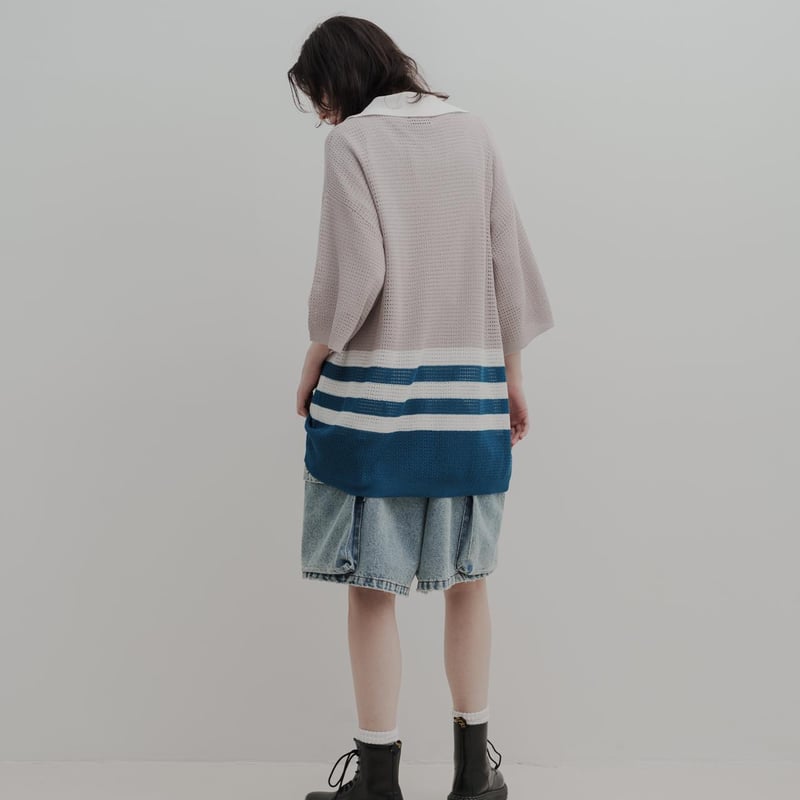 KNIT POLO - グレーベージュ | harapeco Store