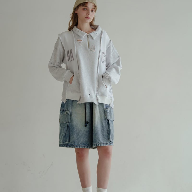 Rebuild HalfZip Sweat - ホワイト Rebuild HalfZip Sweat - ホワイト | harapeco Store