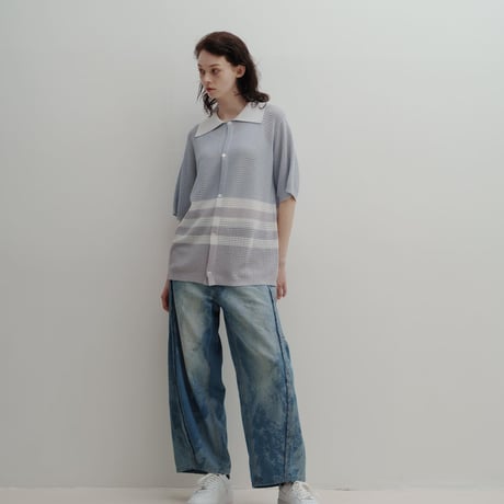 KNIT POLO - ライトパープル
