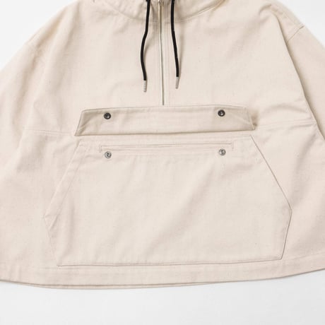 Half Zip Twill Pull over-ホワイト