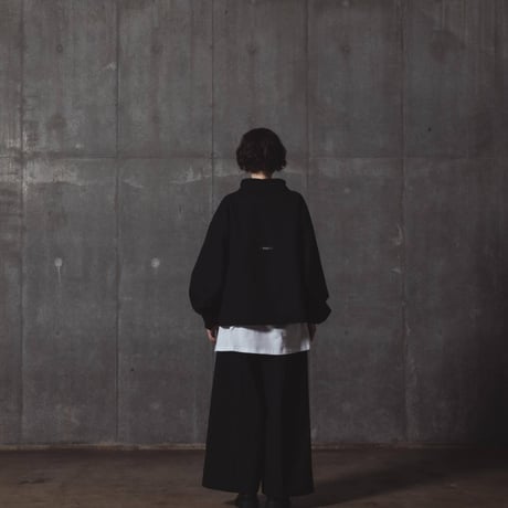 Half Zip Twill Pull over-ブラック