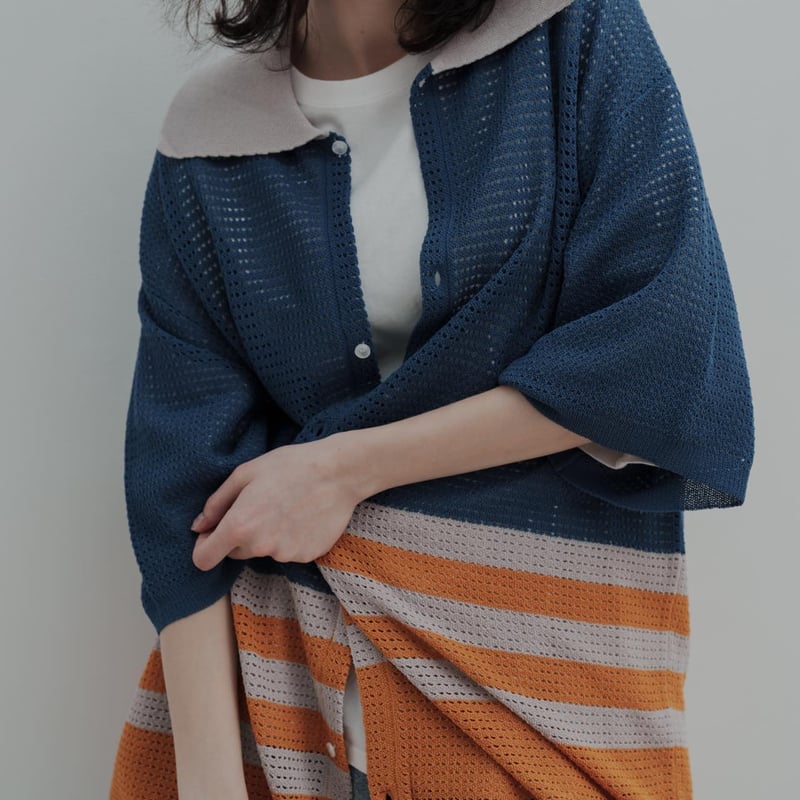 KNIT POLO - ブルー | harapeco Store