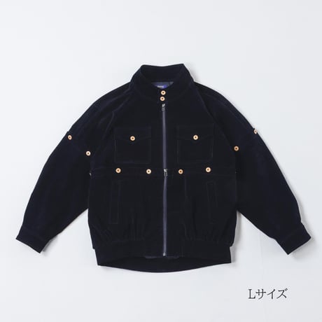 Button Design Velour DenimJacket - ブラック