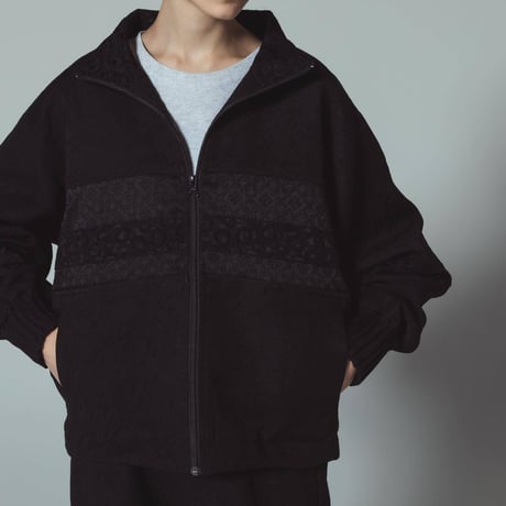 [e]Zip Line Jacquard Jacket-ブラック×オレンジ