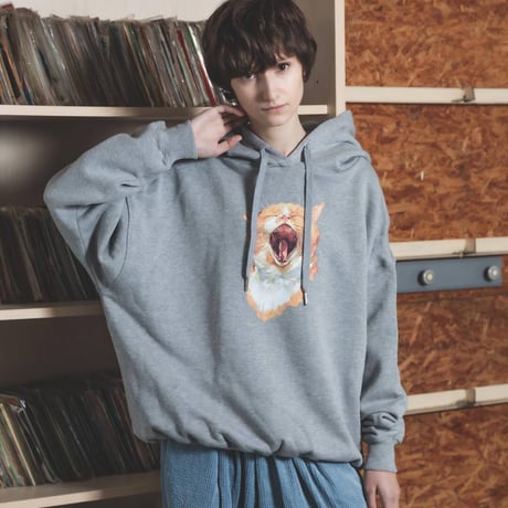 Neko Hoodie(Akubi)-グレー