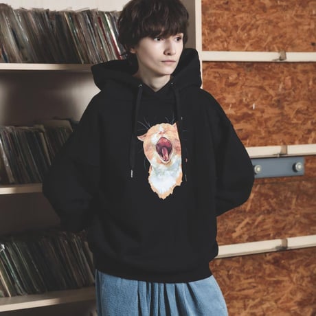 Neko Hoodie(Akubi)-ブラック