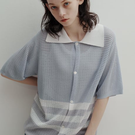 KNIT POLO - ライトパープル
