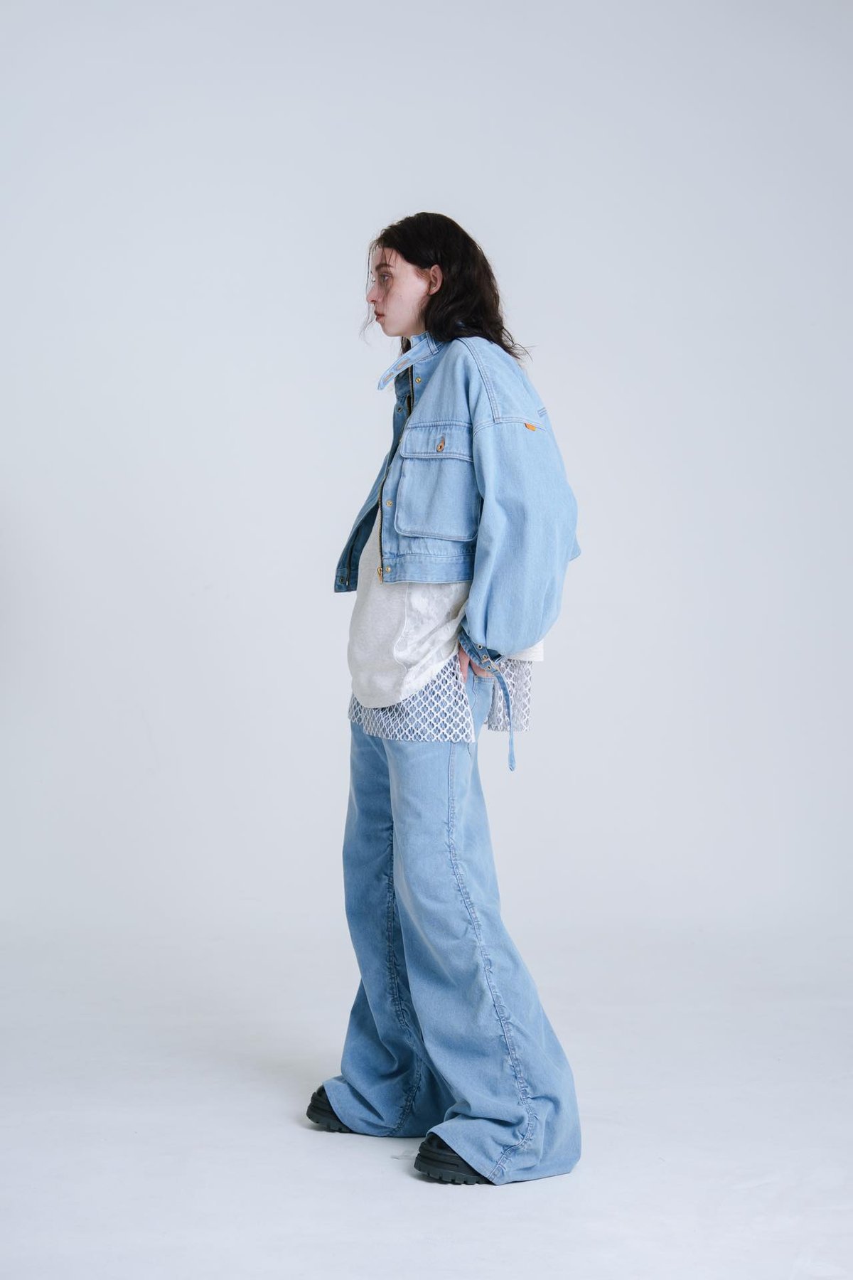 デニム/ジーンズ harapeco balloon denim M Balloon Arm Denim Jacket - スカイブルー | harapeco Store