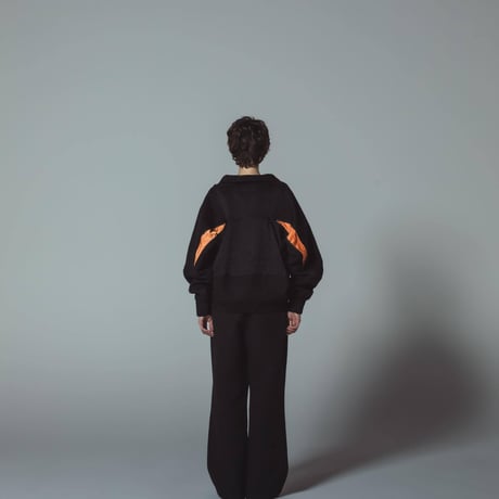 [e]Zip Line Jacquard Jacket-ブラック×ホワイト
