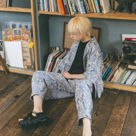 Jacquard Shirts Jacket-ブルー