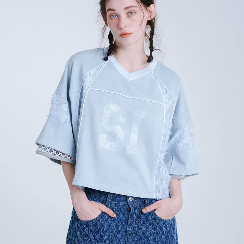 Panel Jersey Tee - ブルー | harapeco Store