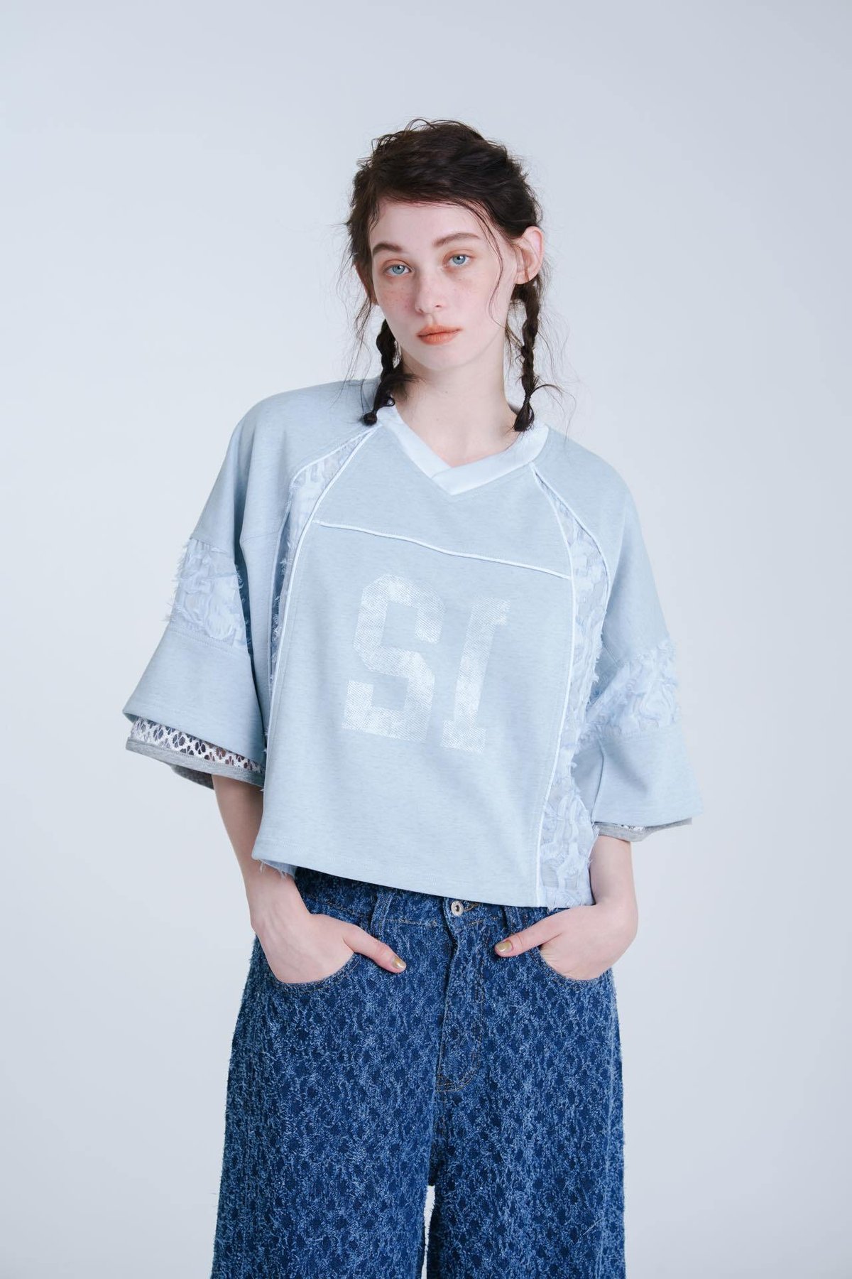 harapeco Panel Jersey Tee - ブルー / L Panel Jersey Tee - ブルー | harapeco Store