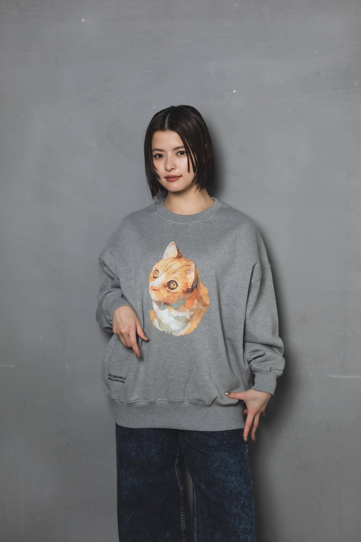 Harapeco Neko Sweat(ziitto)-グレー　スウェット Neko Sweat(ziitto)-グレー | harapeco Store