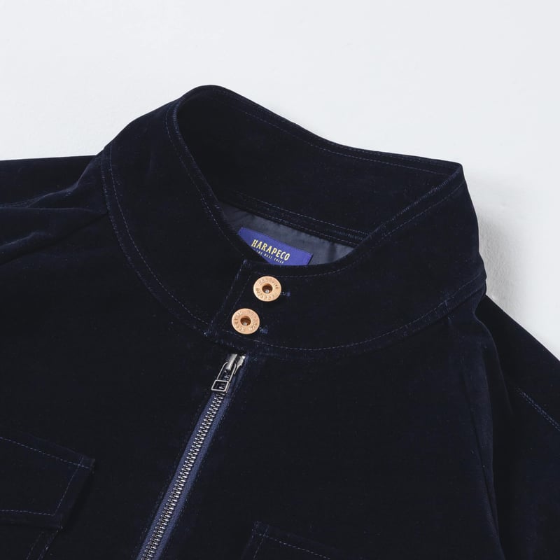 Button Design Velour DenimJacket - ネイビー | harap