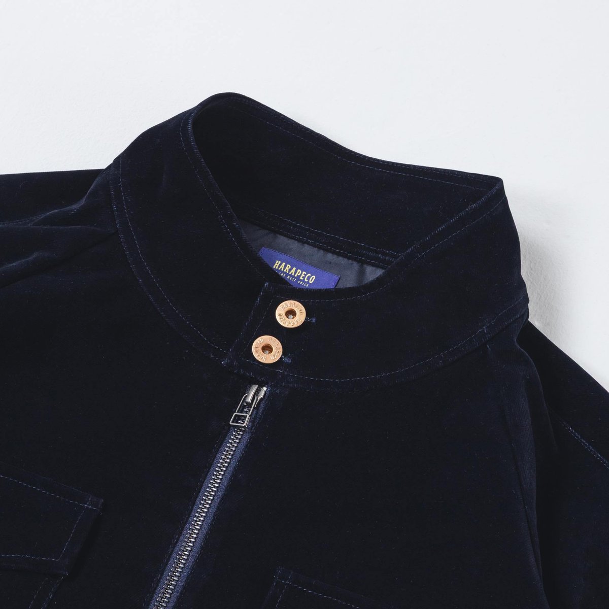 Button Design Velour DenimJacket - ネイビー | harap