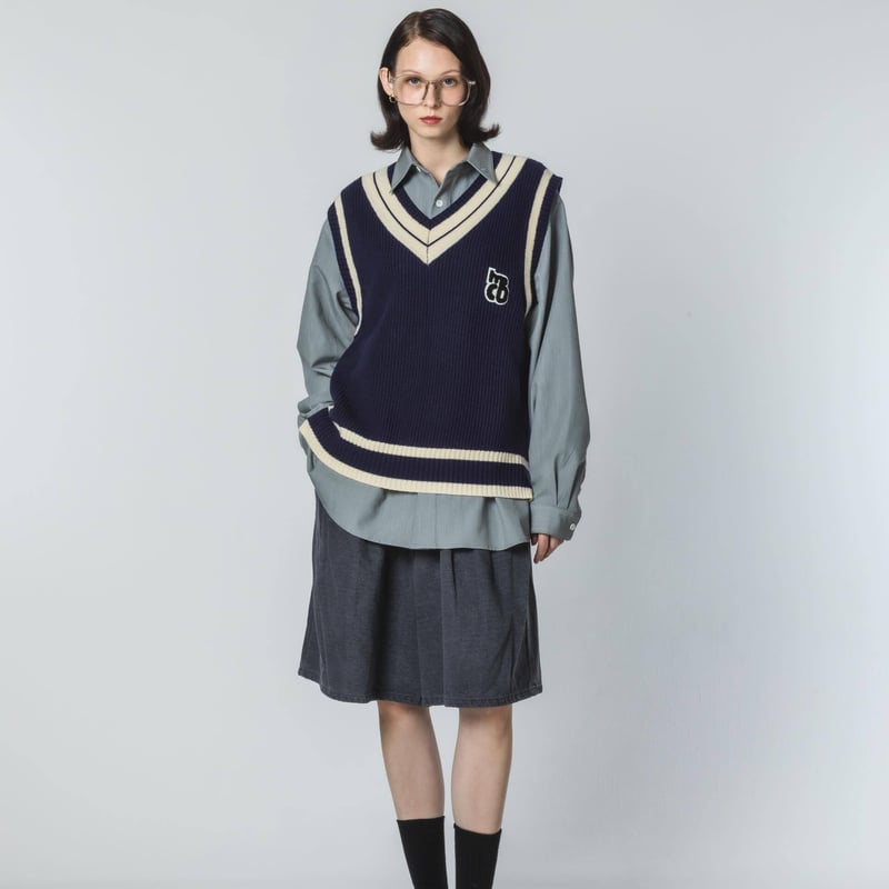 Knit Vest - ネイビー | harapeco Store