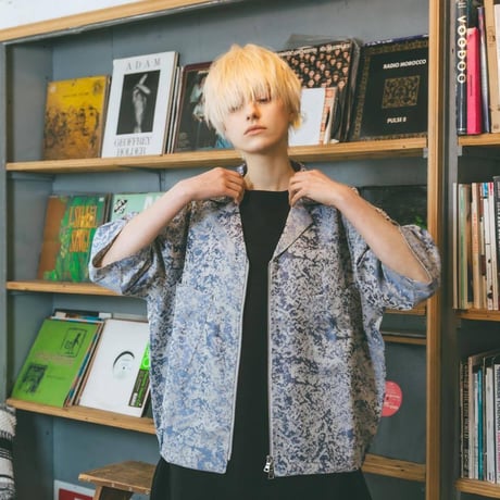 Jacquard Shirts Jacket-ブルー