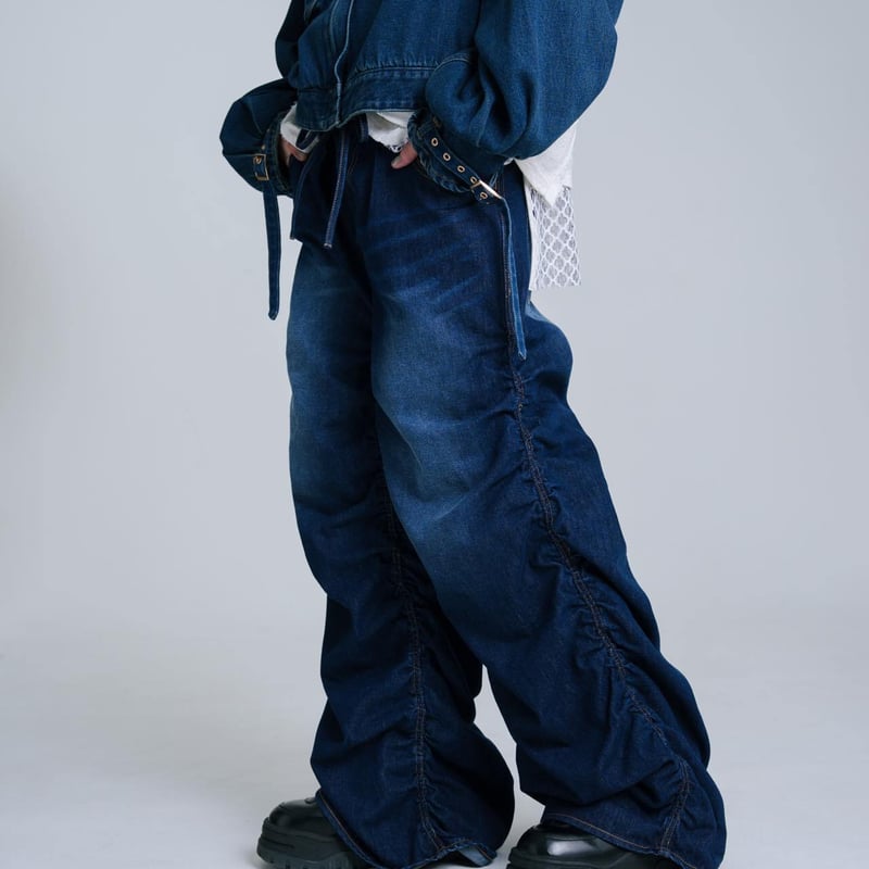Drape-like Denim Pants - ブルー | harapeco Store