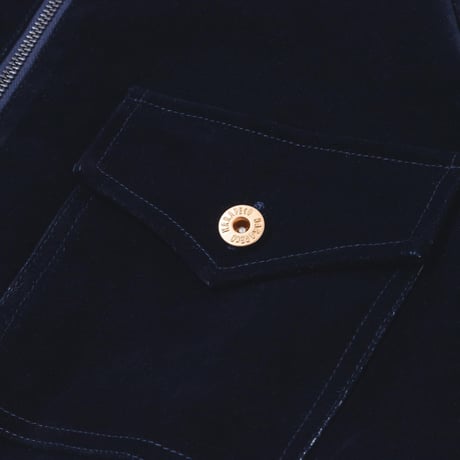 Button Design Velour DenimJacket - ネイビー